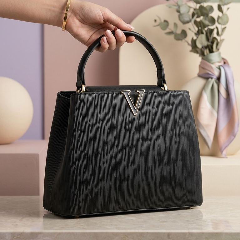 The Gold "V" Pleated Bag