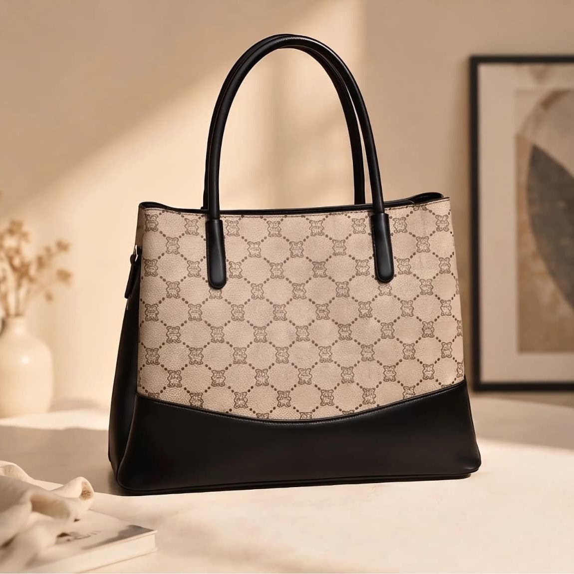 The spacious two-tone tote designed