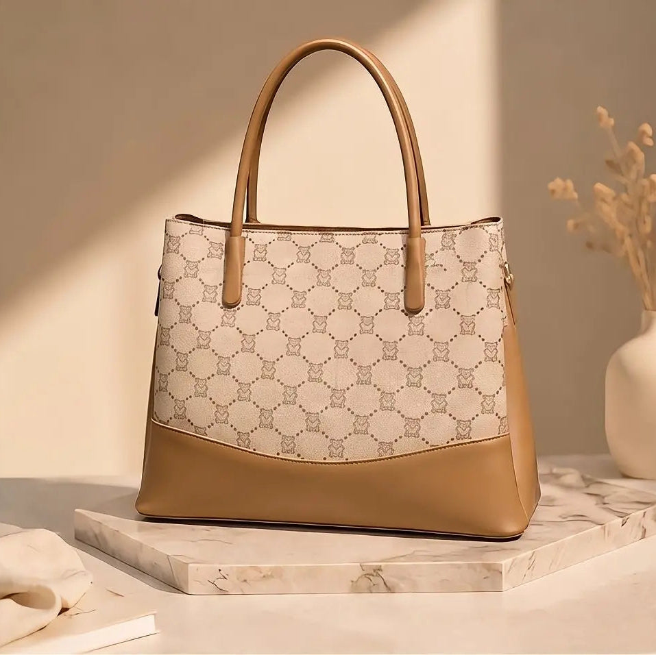 The spacious two-tone tote designed