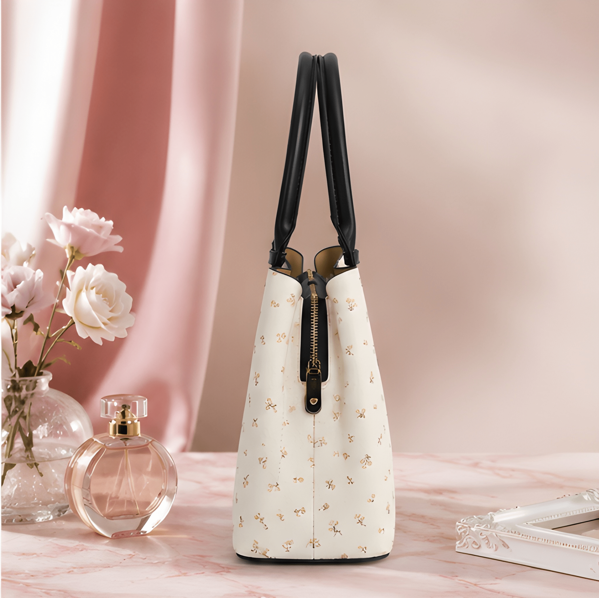 White Floral Tote Bag