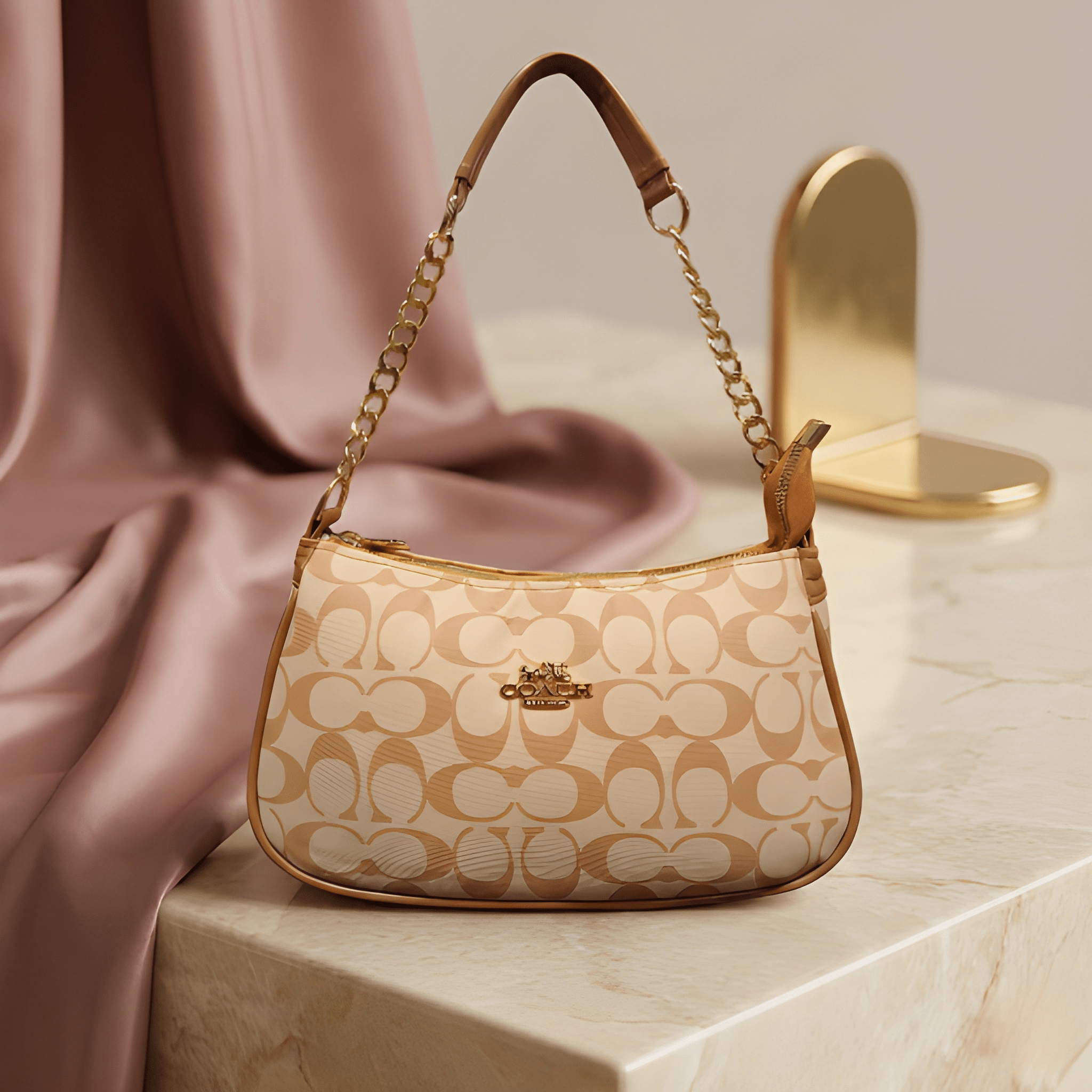 The Beige Monogram Shoulder Bag